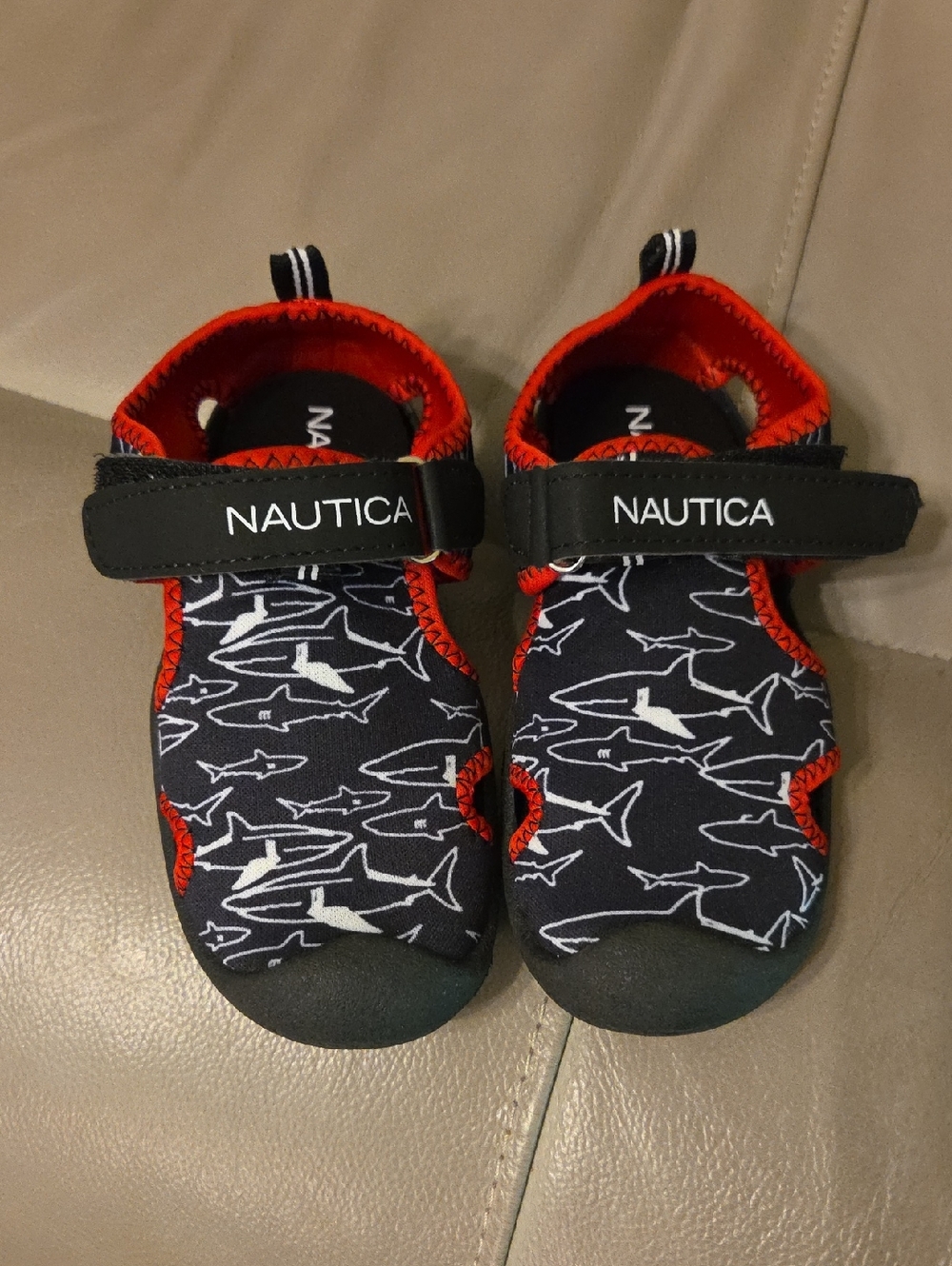 Nautica Kids Navy Shark Water Shoes with Red Accents